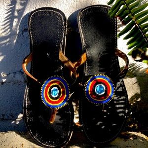 Artisan BEADED FLIP FLOPS HANDCRAFTED SZ 8-9